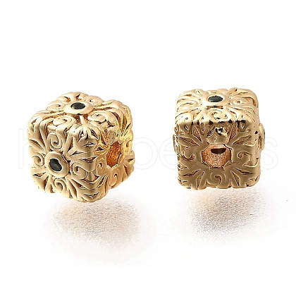 Brass Micro Pave Cubic Zirconia Beads KK-M318-28G-1
