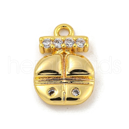 Brass Micro Pave Clear Cubic Zirconia Pendants KK-O008-01A-G-1