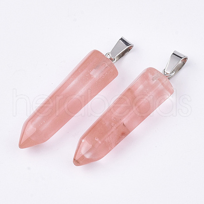 Cherry Quartz Glass Point Pendants G-R220-34N-1