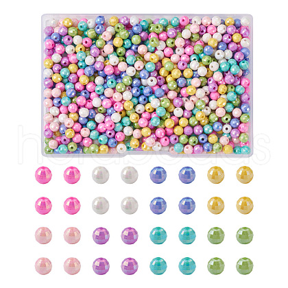  Jewelry 800Pcs 8 Colors Opaque Acrylic Beads MACR-PJ0001-05-1