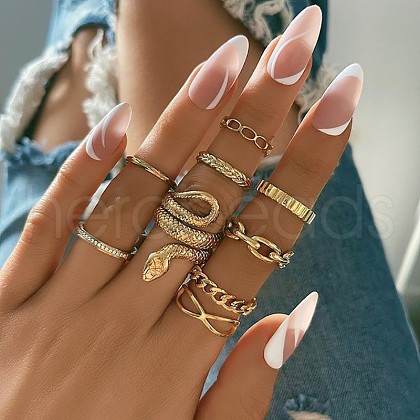9Pcs Alloy with Rhinestone Finger Rings WG2E3D2-11-1