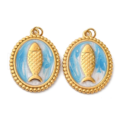 304 Stainless Steel Enamel Pendants STAS-U061-33G-A01-1