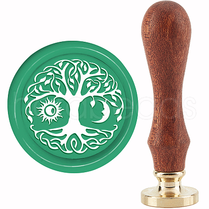 Brass Wax Seal Stamp with Handle AJEW-WH0184-0507-1