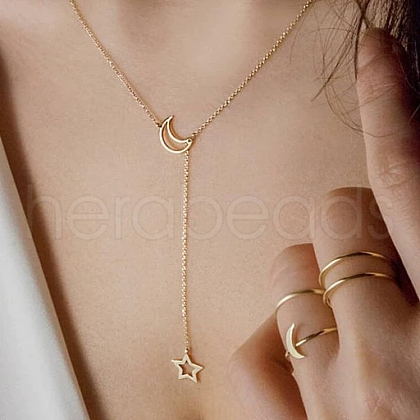 Moon Star Iron Lariat Necklaces for Women FS-WGAA6DB-01-1