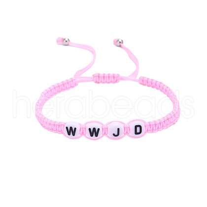 Adjustable Unisex Letter WWJD Acrylic Braided Bead Bracelets RA5830-2-1