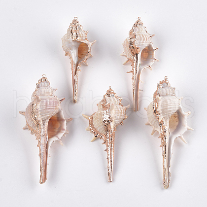 Electroplate Spiral Shell Big Pendants SSHEL-T006-16-1