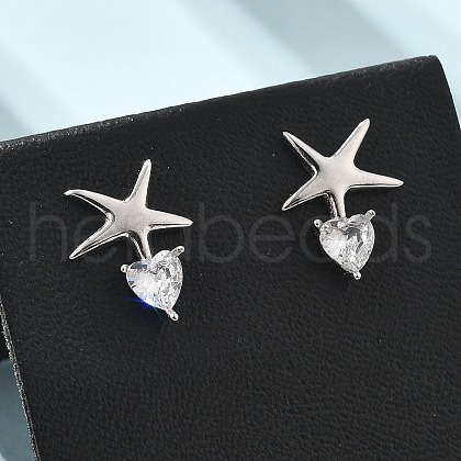 S925 Sterling Silver Stud Earrings EJEW-D317-02P-1