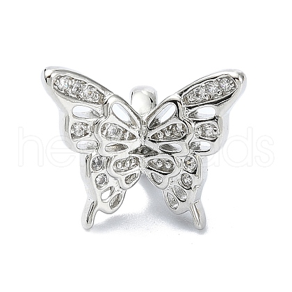 Rack Plating Brass Micro Pave Clear Cubic Zirconia Beads KK-U014-09P-1