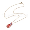 3Pcs 3 Colors Glass Teardrop Pendant Necklaces NJEW-MZ00066-6