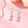 Round Natural Chalcedony Imitation Aquamarine Beaded Dangle Earrings EJEW-JE06474-1