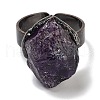 Rough Raw Natural Amethyst Irregular Nugget Open Cuff Ring G-A221-10-2