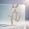 Zinc Alloy Crystal Rhinestone Letter XO Heart Pendant Necklaces for Women FS-WGEFE1E-02-1