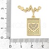 Brass Micro Pave Clear & Hot Pink Cubic Zirconia Pendants KK-U058-45G-3