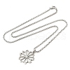 201 Stainless Steel Laser Cut Daisy Flower Pendant Box Chain Necklaces for Women NJEW-Q004-05P-4