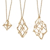 3Pcs 3 Styles 304 Stainless Steel Cuboid Link Chain Macrame Pouch Empty Stone Holder Necklace Making NJEW-JN05199-2