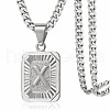 Rectangle with Letter Pattern 304 Stainless Steel Pendant Necklaces FS-WGFC766-45-1