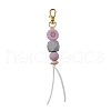 Sunflower Silicone & Natural Wood Beads Pendant Decorations HJEW-JM03080-04-2