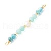 Faceted Round Natural Amazonite & Apatite & Potato Natural Cultured Freshwater Pearl Beaded Connector Charms PALLOY-JF03531-05-3