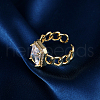 Cubic Zirconia Rectangle Open Cuff Rings RC2882-3