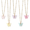 5Pcs 5 Colors Butterfly Alloy Enamel Pendant 304 Stainless Steel Cable Chain Necklaces for Women NJEW-JN05315-2