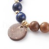 Wood Bead & Stone Bracelet BJEW-JB06104-3