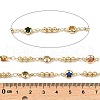 Rack Plating Flat Round with Star Brass Link Chains CHC-A007-19KCG-2