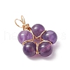 Natural Rose Quartz/Amethyst/Carnelian/Green Aventurine/Quartz Round Beaded Pendants PALLOY-JF03468-4