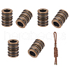  6Pcs Antique Style Groove Column Shape Brass Beads FIND-NB0005-34C-1