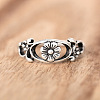Hollow Out Oval with Flower Pattern Brass Finger Rings for Women FS-WG14675-03-2