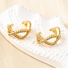 Brass Micro Pave Clear Cubic Zirconia Cuff Earrings EJEW-K309-11G-1