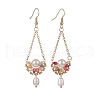Mother's Day Jewellery Natural Pearl & Glass Teardrop with Flower Dangle Earrings EJEW-TA00222-04-1