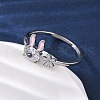 Brass Micro Pave Cubic Zirconia Open Cuff Rings for Women RJEW-U058-05P-3