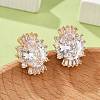 Oval Brass Micro Pave Cubic Zirconia Stud Earrings for Women EJEW-G428-27G-2