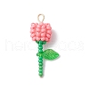 Grade A Round Glass Seed Beads Acrylic Flower Charms PALLOY-MZ00690-03-1
