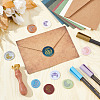 Brass Wax Seal Stamps with Wood Handle AJEW-WH0412-0256-4