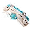 3Pcs 3 Style Synthetic Turquoise & Alloy Tortoise Stretch Bracelets Set BJEW-TA00452-5