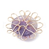 Natural Mixed Gemstone Copper Wire Wrapped Pendants PALLOY-JF02269-4