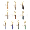 Wire Wrapped Rectangle Natural Gemtsone Pendant Decorations HJEW-JM03354-02-2