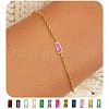 Octor Birthstone Brass Pave Cubic Zirconia Rectangle Link Bracelets WG17BBA-09-1