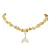 Natural Topaz Jade Chip & Imitaton Round Pearl Beaded Adjustable Necklaces NJEW-JN05227-02-2