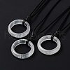 Natural Quartz Crystal Ring Pendant Necklace with Waxed Cords NJEW-R262-01A-05-2