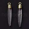 Natural Quartz Crystal Brass Pointed Pendants G-B025-02LG-04-3