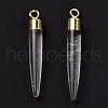 Natural Quartz Crystal Brass Pendants G-B025-02LG-04-3