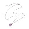 4Pcs 4 Styles Natural Labradorite & Amazonite & Rose Quartz & Amethyst Teardrop Pendant Necklaces NJEW-JN05230-5