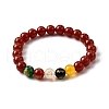 Natural Carnelian Round Beaded Bracelets BJEW-M110-03A-2