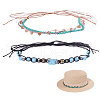 MAYJOYDIY US 2Pcs 2 Styles Imitation Leather Braided Southwestern Cowboy Hat Belt AJEW-MA0001-07-1