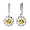 Brass Pave Cubic Zirconia Flowerl Hoop Earrings for Women EJEW-I304-25P-01-1
