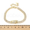 Brass Micro Pave Clear Cubic Zirconia Rectangle Link Chain Bracelets for Women BJEW-U044-01B-G-5