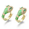 Green Cubic Zirconia Snake Huggie Hoop Earring EJEW-N011-46D-NF-1