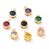 Real 18K Gold Plated Brass Inlaid Cubic Zirconia Charms ZIRC-L100-081G-1